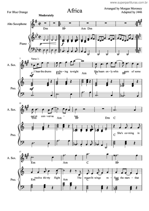 Partitura da música Africa v.6