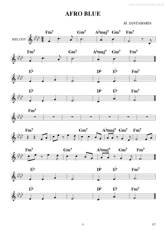 Partitura da música Afro Blue