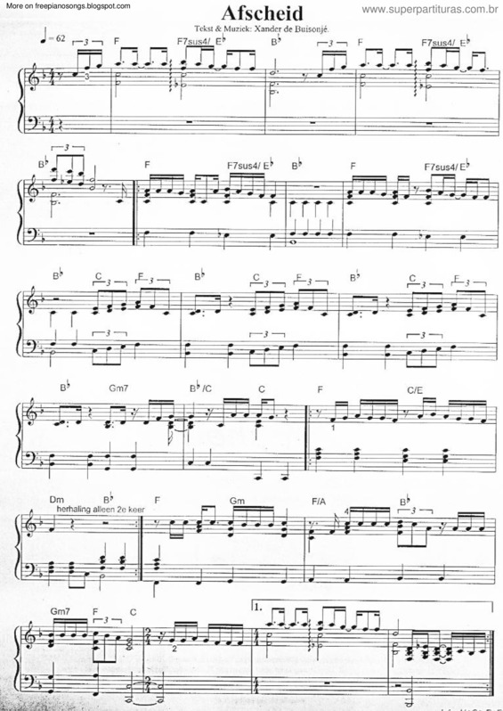 Partitura da música Afscheid v.2