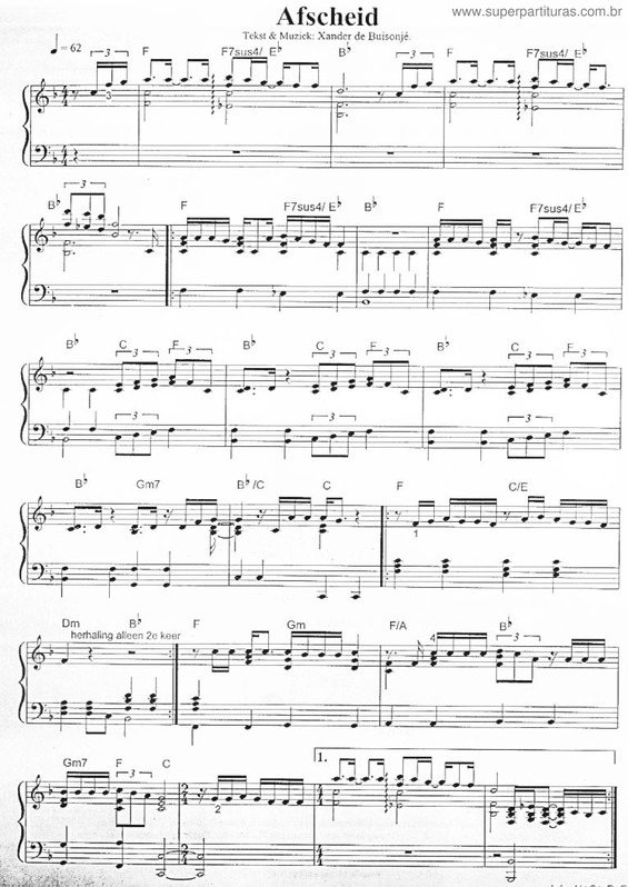 Partitura da música Afscheid