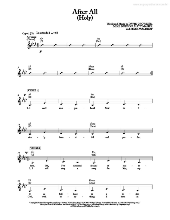 Partitura da música After All (Holy) v.2