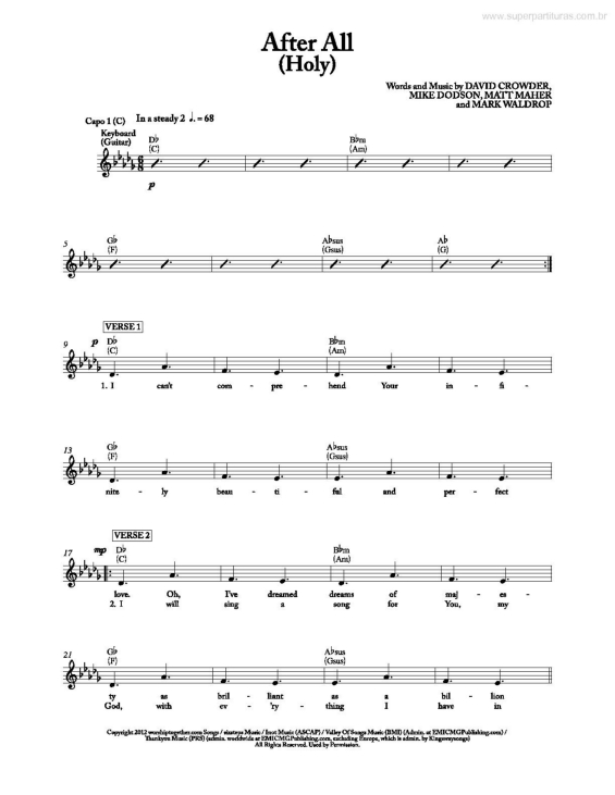 Partitura da música After All (Holy)