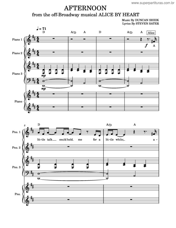 Partitura da música Afternoon – Alice By Heart