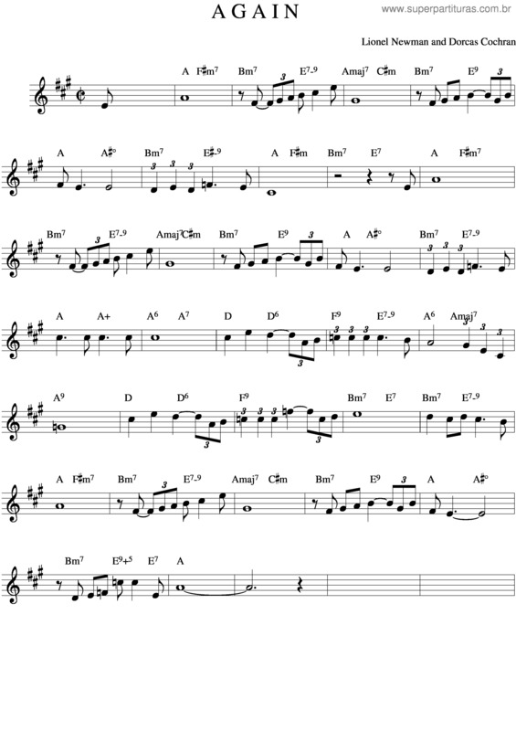 Partitura da música Again v.2