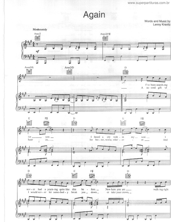 Partitura da música Again v.5