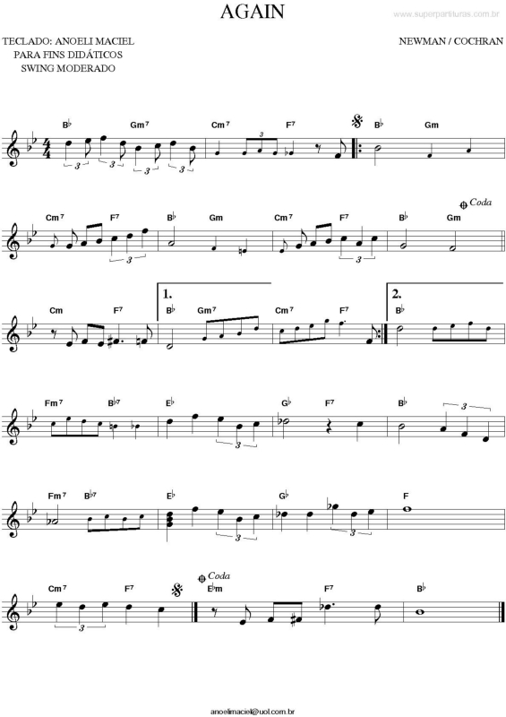 Partitura da música Again