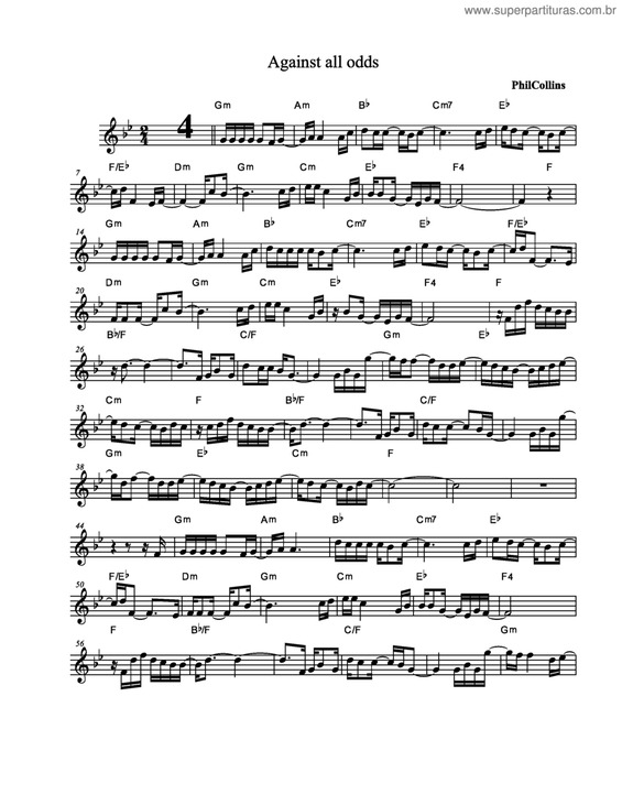 Partitura da música Against all odds v.2