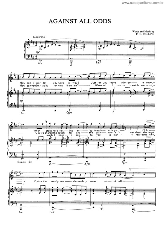 Partitura da música Against All Odds v.4