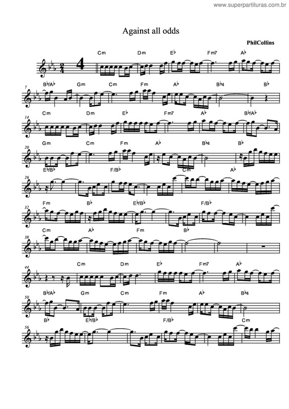 Partitura da música Against All Odds v.6