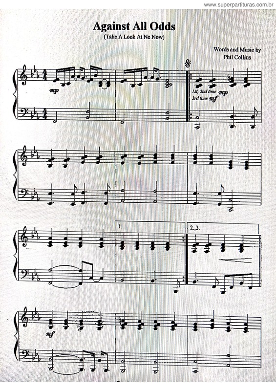 Partitura da música Against All Odds v.8