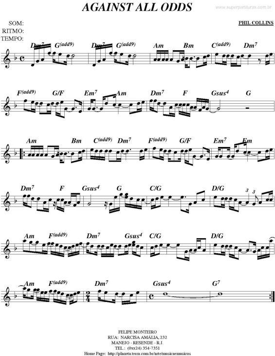 Partitura da música Against All Odds