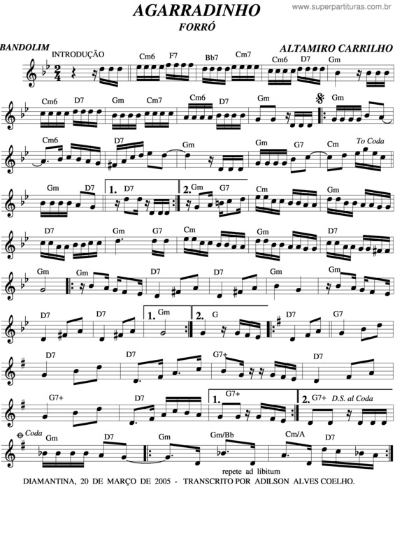 Partitura da música Agarradinho