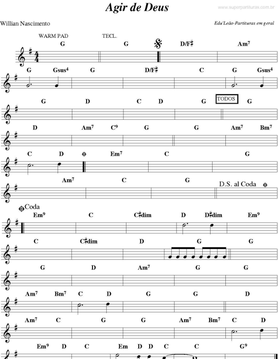 Partitura da música Agir De Deus