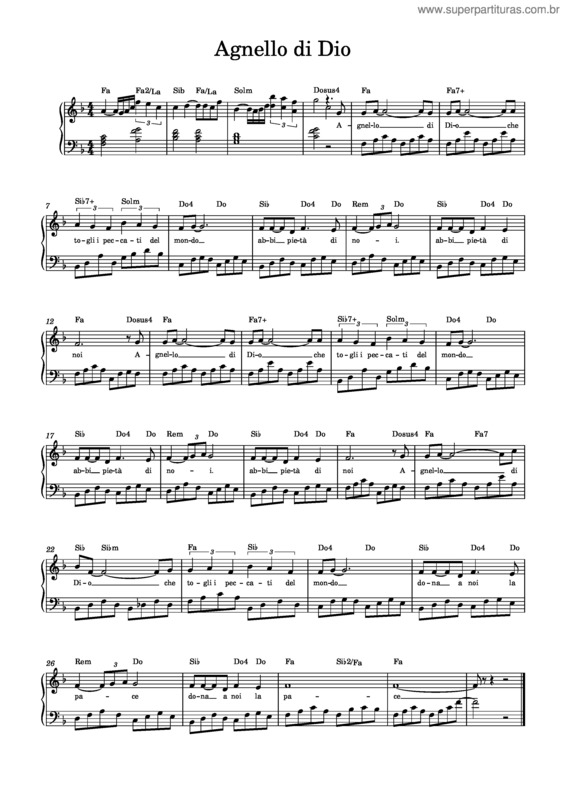 Partitura da música Agnello Di Dio v.11