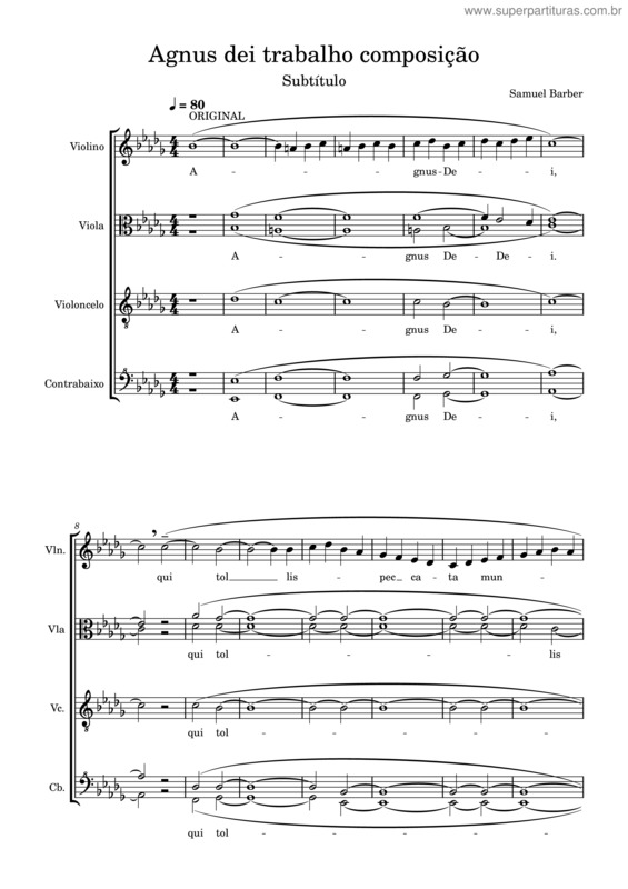Partitura da música Agnus Dei – Samuel Barber v.4