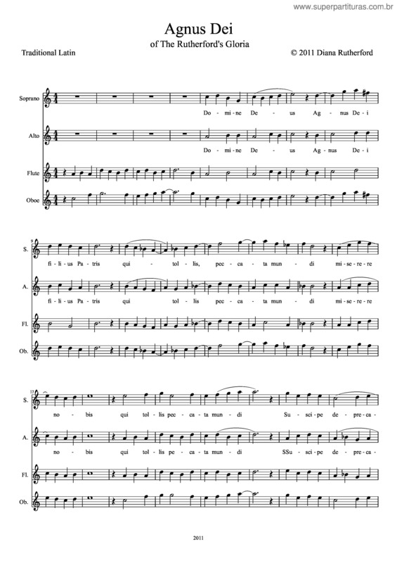 Partitura da música Agnus Dei Of The Rutherford`S Gloria