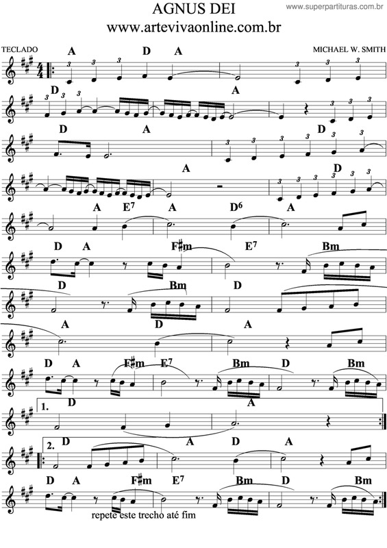 Partitura da música Agnus Dei v.10