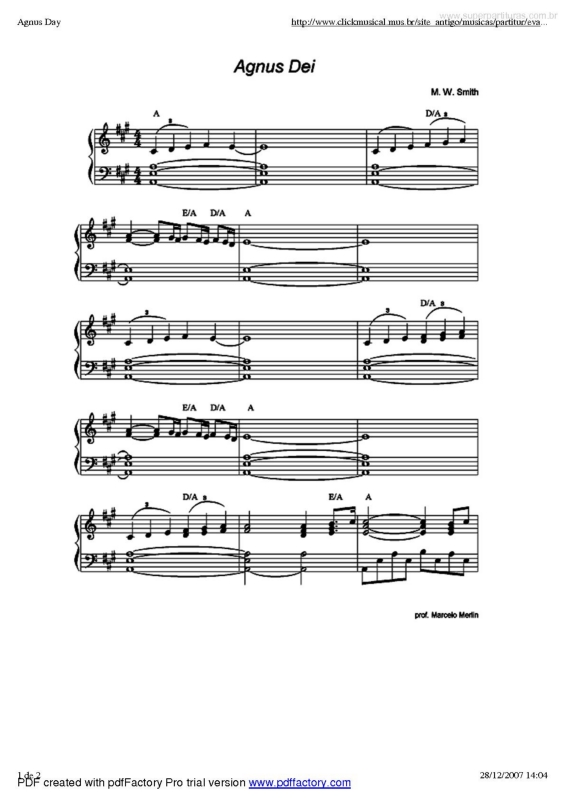 Partitura da música Agnus Dei v.3