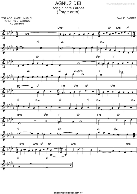 Partitura da música Agnus Dei v.5
