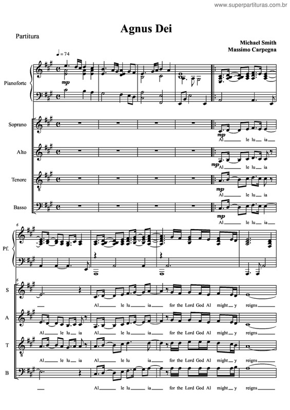 Partitura da música Agnus Dei v.8