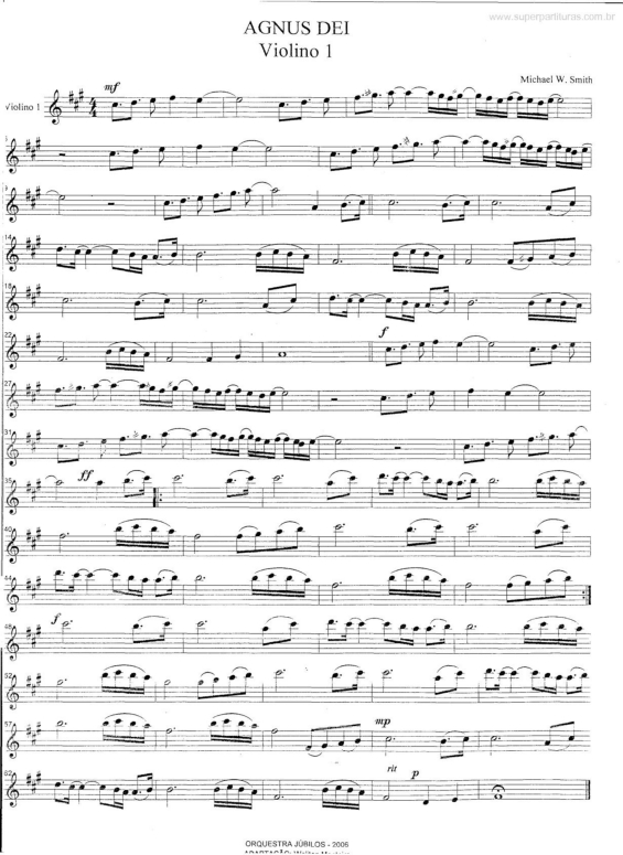 Partitura da música Agnus Dei