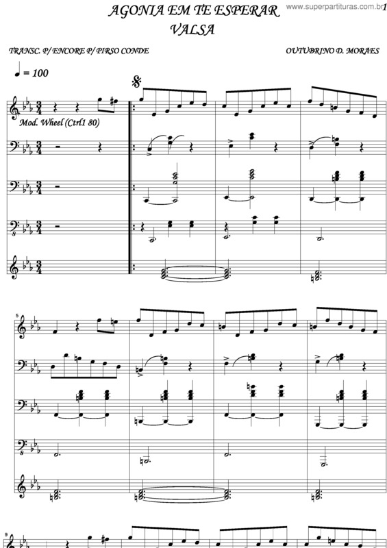 Partitura da música Agonia De Te Esperar