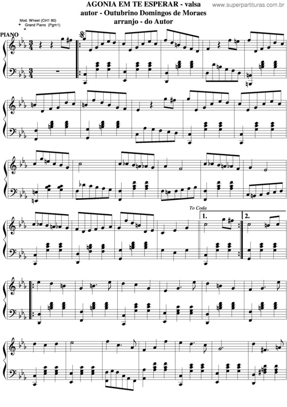 Partitura da música Agonia Em Te Esperar v.4