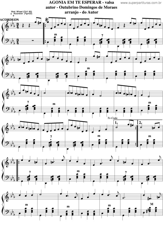 Partitura da música Agonia Em Te Esperar