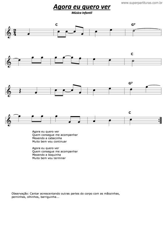 Partitura da música Agora Eu Quero Ver v.2