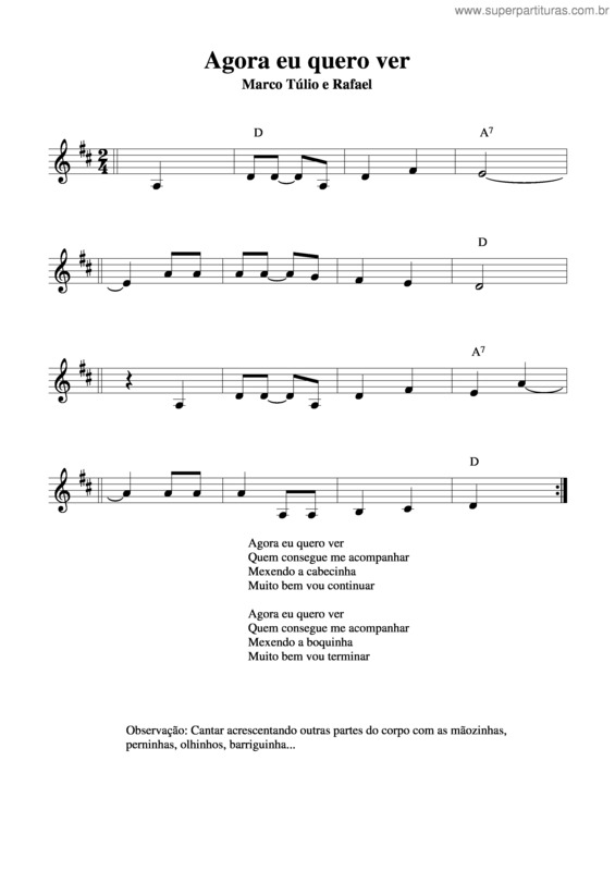 Partitura da música Agora Eu Quero Ver