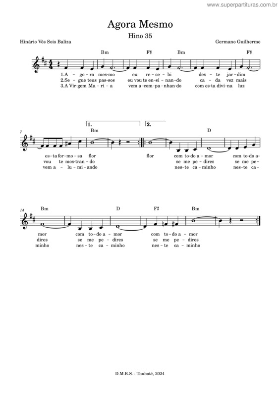 Partitura da música Agora Mesmo v.2