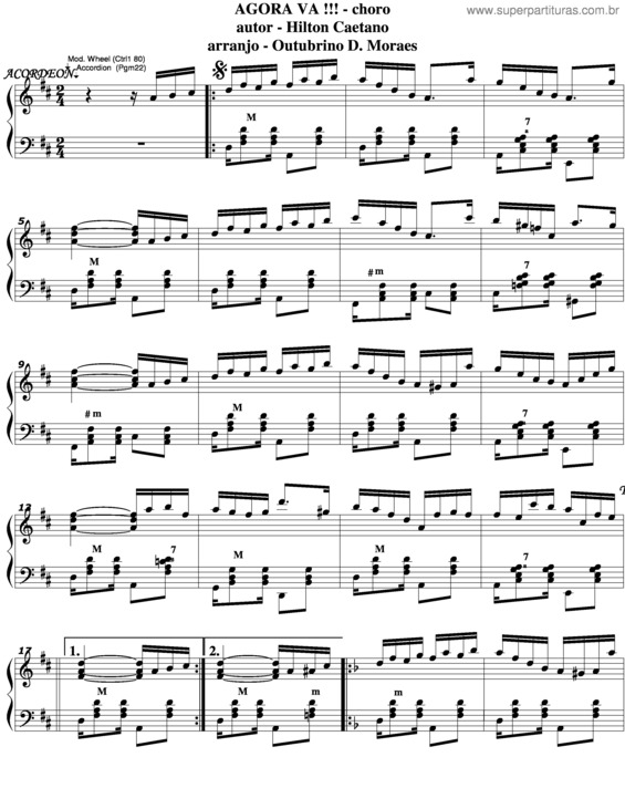 Partitura da música Agora Vai v.2