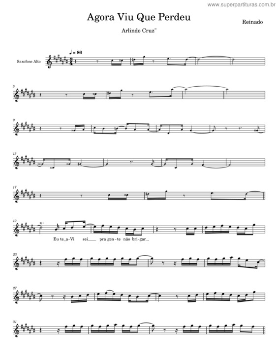 Partitura da música Agora Viu Que Perdeu E Chora – Arlindo Cruz