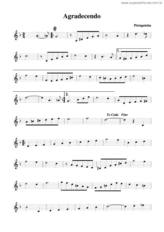 Partitura da música Agradecendo v.2