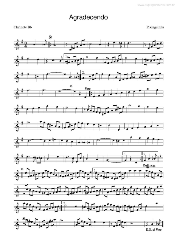 Partitura da música Agradecendo