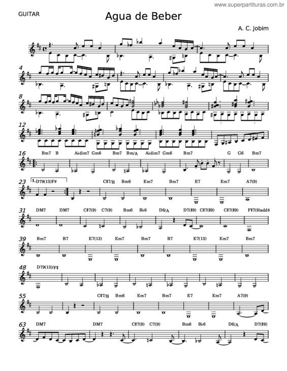 Partitura da música Agua De Beber  – Antônio Carlos Jobim