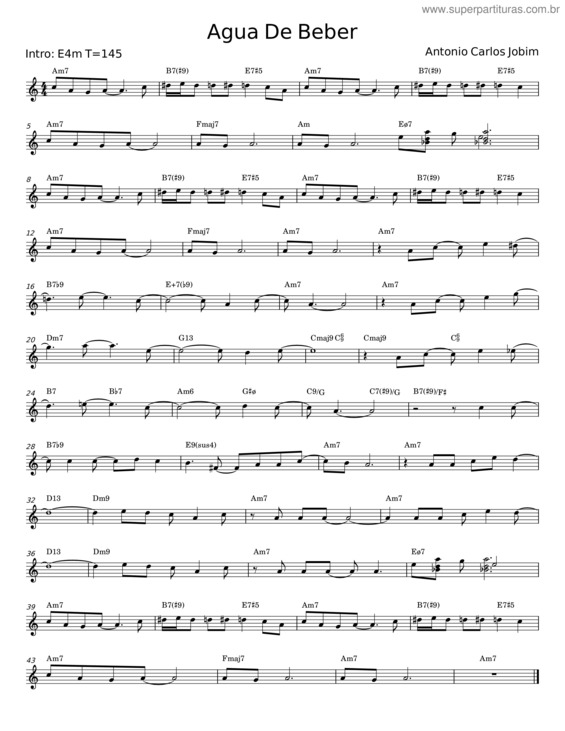 Partitura da música Agua De Beber – Aloysio De Oliveira, Antonio Carlos Jobim, Frank Sinatra