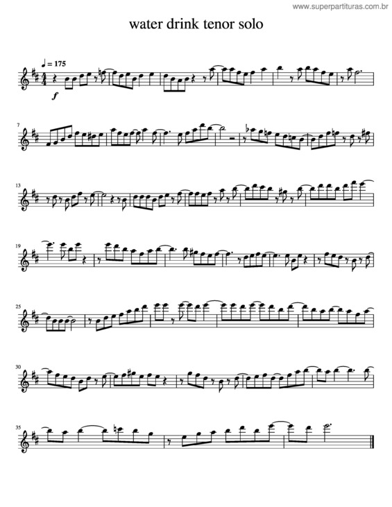 Partitura da música Agua De Beber – Antônio Carlos Jobim Tenor Solo