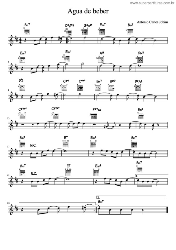 Partitura da música Agua De Beber – Antônio Carlos Jobim v.2