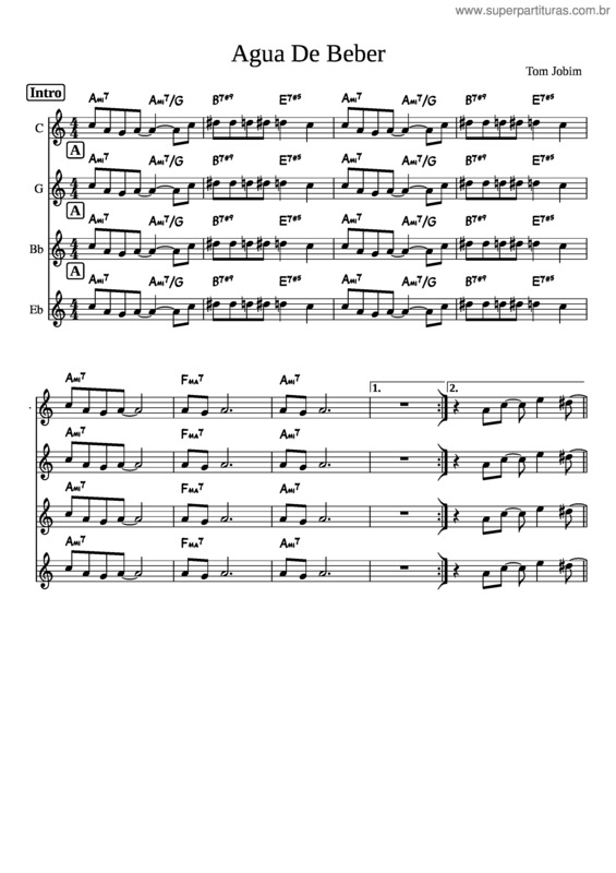 Partitura da música Agua De Beber – Antônio Carlos Jobim v.3