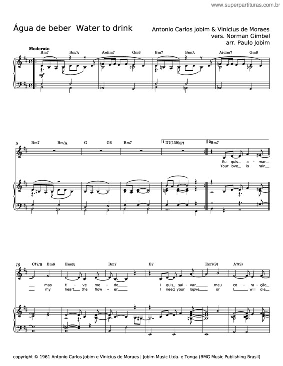Partitura da música Agua De Beber – Antônio Carlos Jobim v.4