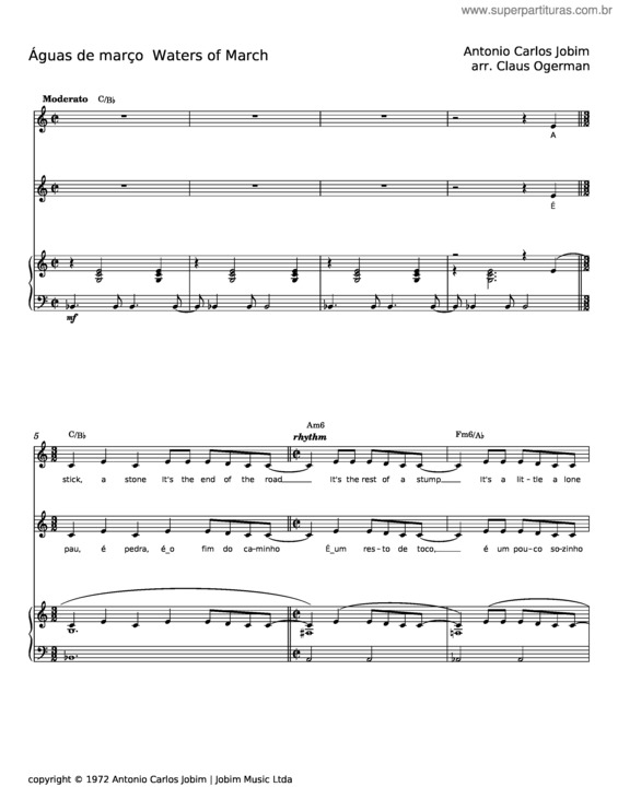 Partitura da música Agua De Beber – Antônio Carlos Jobim v.5