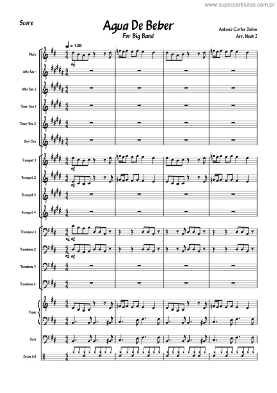 Partitura da música Agua De Beber – Antônio Carlos Jobim v.6