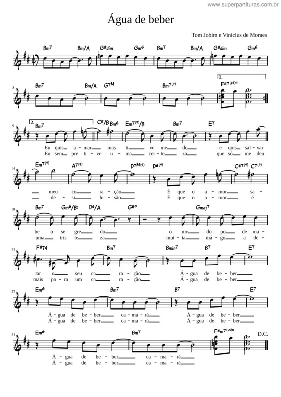 Partitura da música Agua De Beber – Antônio Carlos Jobim v.7