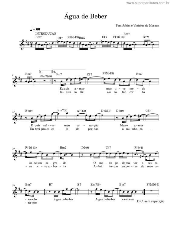 Partitura da música Água De Beber – Tom Jobim E Vinícius De Moraes v.2