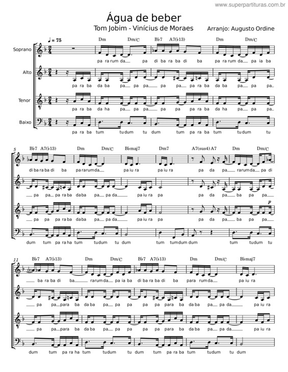 Partitura da música Água De Beber – Tom Jobim E Vinícius De Moraes v.3