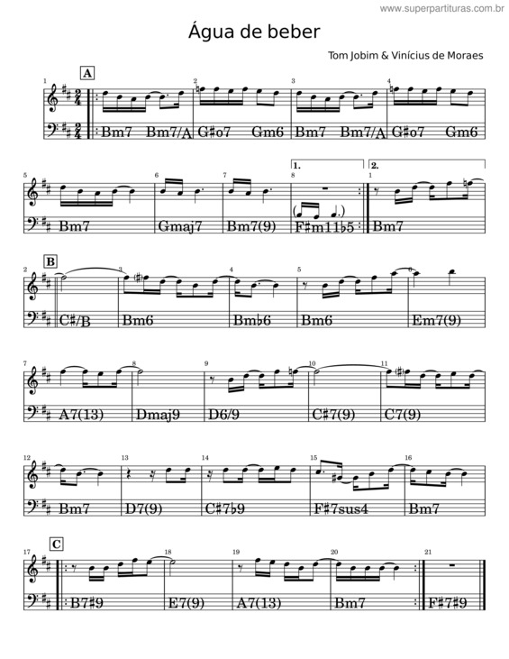 Partitura da música Água De Beber – Tom Jobim E Vinícius De Moraes v.5