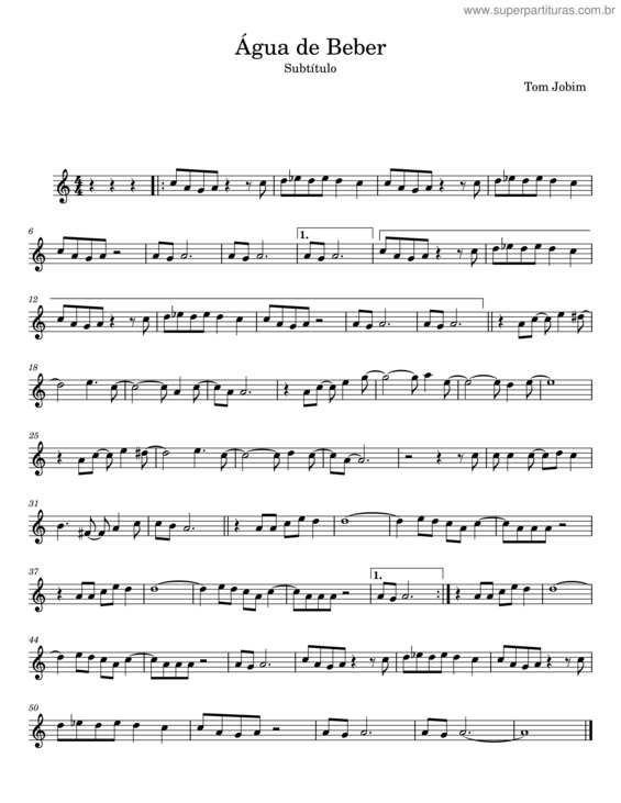 Partitura da música Água De Beber – Tom Jobim