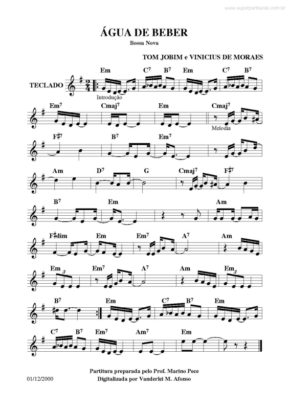 Partitura da música Água de Beber v.2