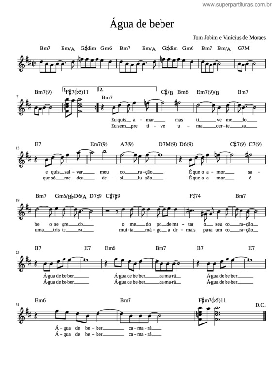 Partitura da música Agua De Beber v.26